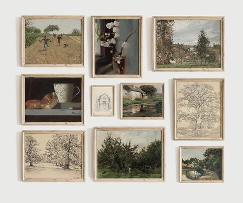 Vintage Landscape Wall Art - Spring Vintage Farmhouse Decor, French Country Artwork, French Country Farmhouse Decor, Cottagecore Wall Decor, Farmhouse Wall Prints Country Bathroom Set 10(UNFRAMED) in Kuwait