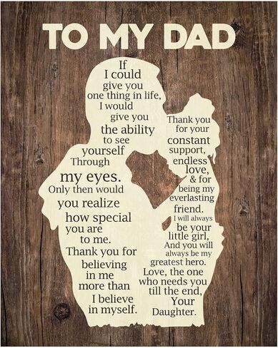 "To My Dad - Thank You"-Inspirational Father's Day Quotes Wall Art -8 x 10" Father & Daughter Keepsake Print -Ready to Frame. Perfect Home-Office Decor. Heartfelt Gift of Gratitude for All Dads! in Saudi Arabia