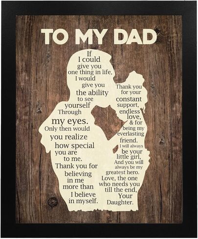 "To My Dad - Thank You"-Inspirational Father's Day Quotes Wall Art -8 x 10" Father & Daughter Keepsake Print -Ready to Frame. Perfect Home-Office Decor. Heartfelt Gift of Gratitude for All Dads! in Saudi Arabia