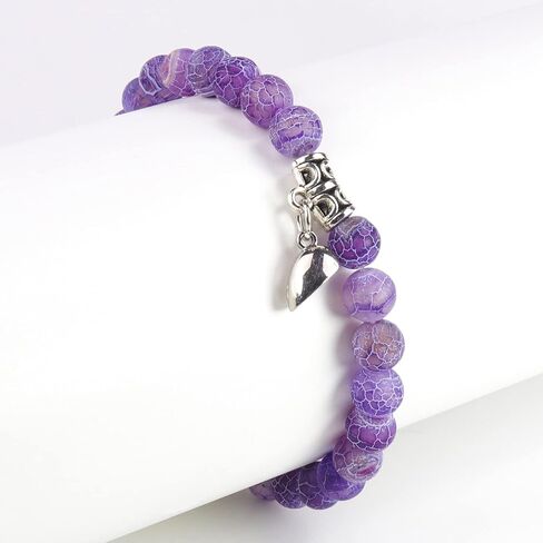 Matching Couple Bracelets Healing Crystal Bracelets for Couples Matching Heart Bracelet for Lover Him & Her Boyfriend Girlfriend Valentine's Day Gifts (Green Weathered Agate+ Black Lava Rock) in Saudi Arabia