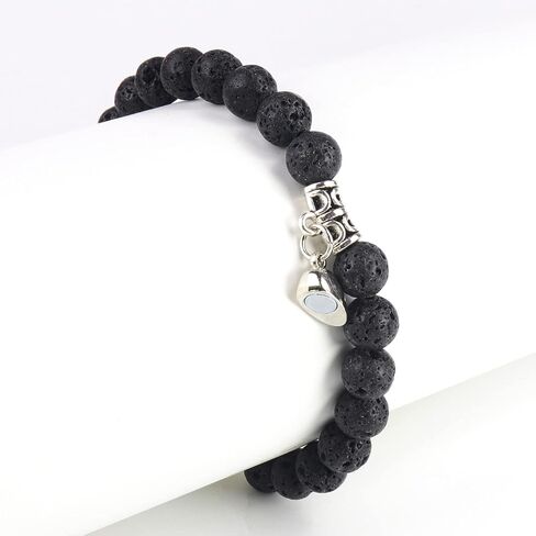 Matching Couple Bracelets Healing Crystal Bracelets for Couples Matching Heart Bracelet for Lover Him & Her Boyfriend Girlfriend Valentine's Day Gifts (Green Weathered Agate+ Black Lava Rock) in Saudi Arabia