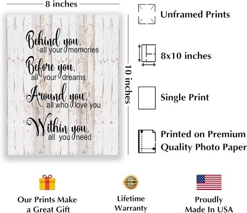 خلف قبل أن بداخلك - ديكور حائط ملهم، نمط خشبي متعثر، طباعة جدارية تحفيزية من الكتاب المقدس لديكور غرفة المعيشة، ديكور المنزل، ديكور المكتب، ديكور الكنيسة أو الغرفة، غير مؤطر - 8x10 in Kuwait
