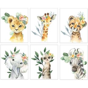 Safari Nursery Girl - Safari Animal Pictures Wall Art - Baby Room Animal Prints - Jungle Babies Wall Decor - Little Girls Room Wall Decor - 8x10 - UNFRAMED (Safari Girls 4)