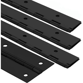 4Pack Heavy Duty Piano Hinge, 2" Open Width x 16" Continuous & Piano Hinges, 0.06" Thick Stainless Steel Piano Hinge with Holes, Black Stainless Furniture Hinges for Cabinet Door Cases Woodworking