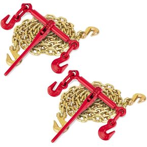 Chain and Binder Kit 5/16" - 1/4" Chain Binder Load Binder with WLL 2,600lbs G70 1/4" × 12' Transport Chain with 3,150lbs Safe Work Load for Truck Flatbed Trailer Tie Down Hauling Logging in Saudi Arabia
