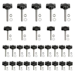 هامينلير مجموعة من 30 مجموعة من مقابض معدنية سداسية الشكل من الستانلس ستيل مع صواميل ومجموعة متنوعة من الغسالة المسطحة سهلة الازالة مع صواميل وحلقات مسطحة من 30 قطعة in Kuwait