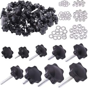 20 Sets M6x30mm Star Knobs Male Thread Clamping Knob Screw Hand Tightening Knob Quick Removal Replacement Parts with 304 Stainless Steel Hex Nuts and Flat Washers in Saudi Arabia