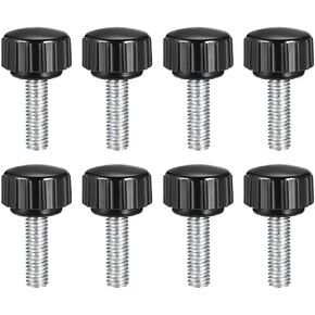 uxcell M4 x 16mm Metric Male Thread Knurled Clamping Knobs Grip Thumb Screw on Type Hand Clamping Handle Bolt with 16mm Plastic Knobs Black 8 Pcs