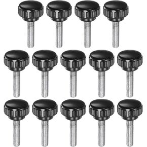 14pcs Knurled Knobs M5 x 10mm Male Thread 16mm Head Grip Plastic Metric Clamping Knobs Handles Thumb Screws with Threaded Stud, Black