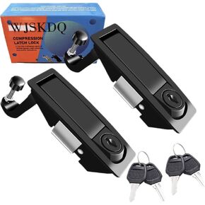 2PCS Compression Latch Lock Powder Coated Zinc Alloy Adjustable Lever Hand Operated Flush Lever Marine Applicable Door Thickness: 0.04"-0.94" Grip Range