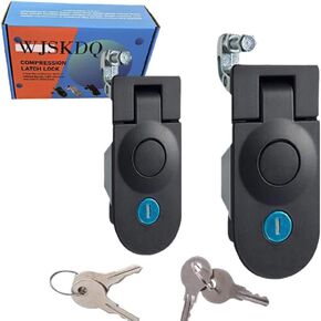 2PCS Compression Latches Black Powder Coated Zinc Alloy Compression Latch Flush Mount Trigger Latch Sealed Large Lever Hand Operated Compression Latch Adjustable for Cockpit Floor Door Cabinet