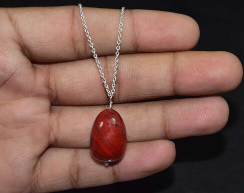 Natural Clear Quartz Gemstone Egg Necklace Pendant For Women, Handmade Pendant Gifts For Her Anniversary, Crystal Jewelry 18 Inch (Clear Quartz) in Saudi Arabia