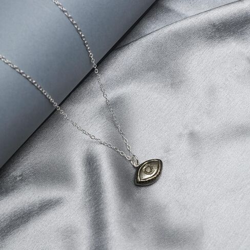 Natural Lapis Lazuli Evil Eye Necklace, Handmade Jewelry With 16 + 2 Inch 925 Sterling Silver Adjustable Chain (lapis-lazuli) in Saudi Arabia