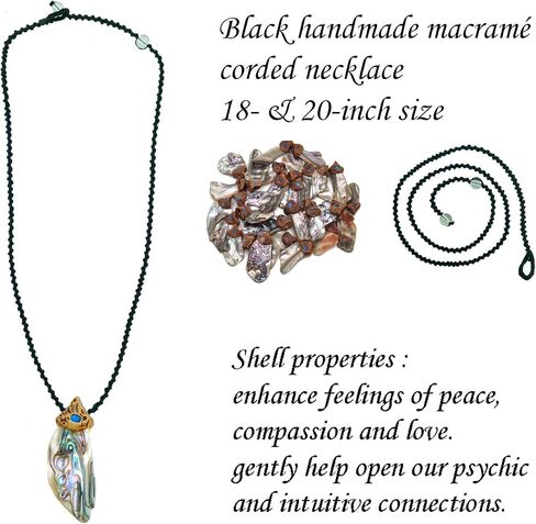 Crystal Natural Gemstone Necklace with Stone Pendant - Amulet for Protection & Chakra Healing, Handmade Jewelry with Gift Bag, Black Macrame Cord, By Smoky Quartz (Agate Slice Pink) in Kuwait