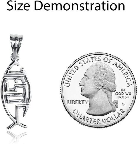 Jesus Ichthys Charm Christian Fish Shaped Cross Sterling Silver Pendant Jewelry - High Quality 925 Sterling Silver in Saudi Arabia