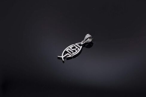 Jesus Ichthys Charm Christian Fish Shaped Cross Sterling Silver Pendant Jewelry - High Quality 925 Sterling Silver in Saudi Arabia