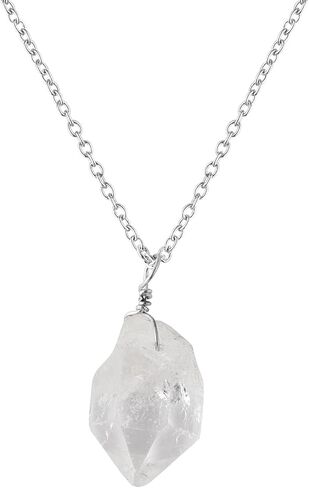 Raw Crystal Necklace, Herkimer Diamond Rough Stone Necklace, Dainty Stone Pendant, Healing Crystals Healing Stone Pendant for Beauty, Love and Positive Energy, Jewelry Gift in Saudi Arabia