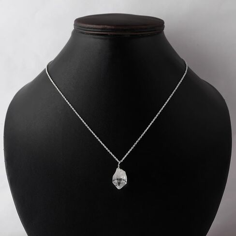 Raw Crystal Necklace, Herkimer Diamond Rough Stone Necklace, Dainty Stone Pendant, Healing Crystals Healing Stone Pendant for Beauty, Love and Positive Energy, Jewelry Gift in Saudi Arabia