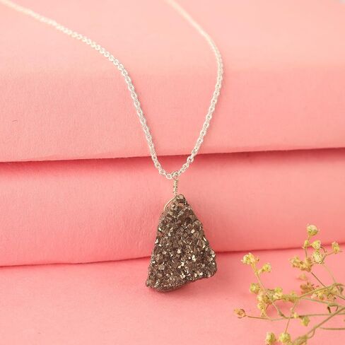 Raw Crystal Necklace, Herkimer Diamond Rough Stone Necklace, Dainty Stone Pendant, Healing Crystals Healing Stone Pendant for Beauty, Love and Positive Energy, Jewelry Gift in Saudi Arabia