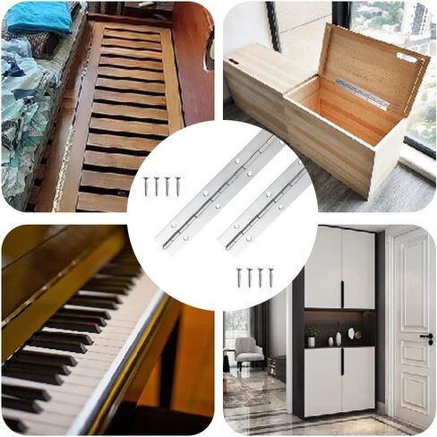 12 Pack 6 Inch Piano Hinge, Heavy Duty Continuous Hinge with Holes for Cabinets Boat Marine Door, 304 Stainless Steel 0.04" Leaf Thickness 1.2'' Open Width in Kuwait