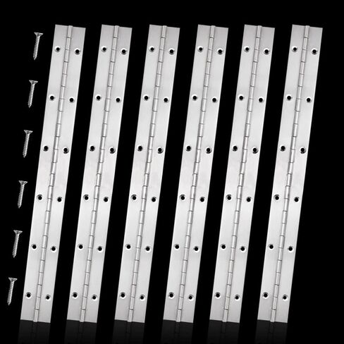 12 Pack 6 Inch Piano Hinge, Heavy Duty Continuous Hinge with Holes for Cabinets Boat Marine Door, 304 Stainless Steel 0.04" Leaf Thickness 1.2'' Open Width in Kuwait