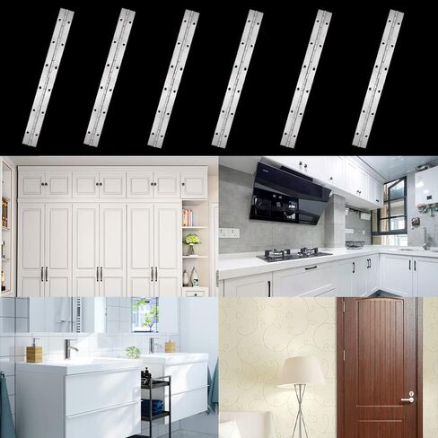 12 Pack 6 Inch Piano Hinge, Heavy Duty Continuous Hinge with Holes for Cabinets Boat Marine Door, 304 Stainless Steel 0.04" Leaf Thickness 1.2'' Open Width in Kuwait