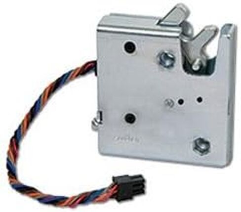 ساوثكو مزلاج كهربائي دوار يعمل بالضغط والاغلاق R4-EM-11-161، اعادة قفل تلقائي، مع مفتاح دقيق لحالة المزلاج، موصل غير مغلق، خيط 1/4-20، غطاء فولاذي، لوح زنك، كروم ساطع in Kuwait