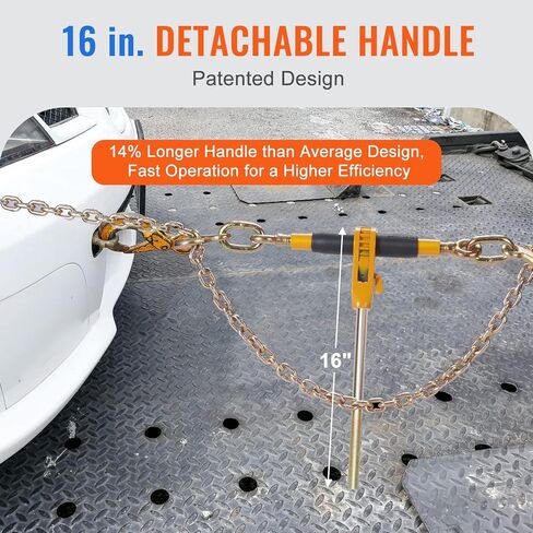 VEVOR 5/16-3/8 سقاطة 5/16"-3/8"، حد 7100 رطل و4700 رطل G80، حمل عالي التحمل، مقبض مضاد للانزلاق قابل للفصل، ربط سلسلة ربط لمقطورة شاحنة مسطحة، 4 مجموعات، أصفر in Kuwait