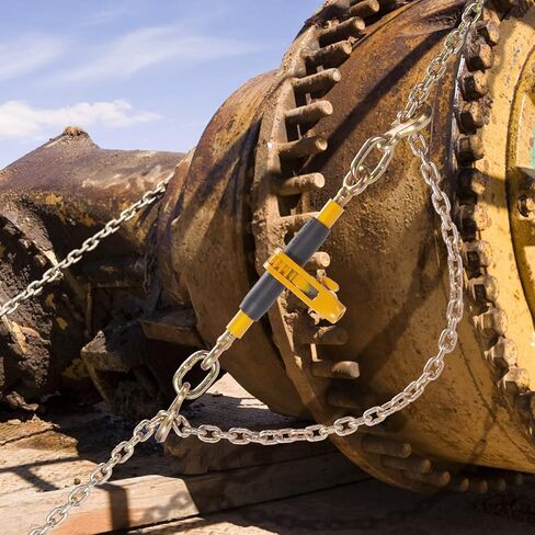 VEVOR 5/16-3/8 سقاطة 5/16"-3/8"، حد 7100 رطل و4700 رطل G80، حمل عالي التحمل، مقبض مضاد للانزلاق قابل للفصل، ربط سلسلة ربط لمقطورة شاحنة مسطحة، 4 مجموعات، أصفر in Kuwait