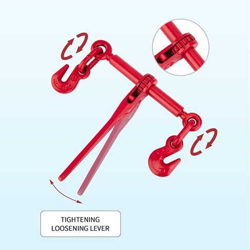Chain and Binder Kit 5/16" - 1/4" Chain Binder Load Binder with WLL 2,600lbs G70 1/4" × 12' Transport Chain with 3,150lbs Safe Work Load for Truck Flatbed Trailer Tie Down Hauling Logging in Saudi Arabia