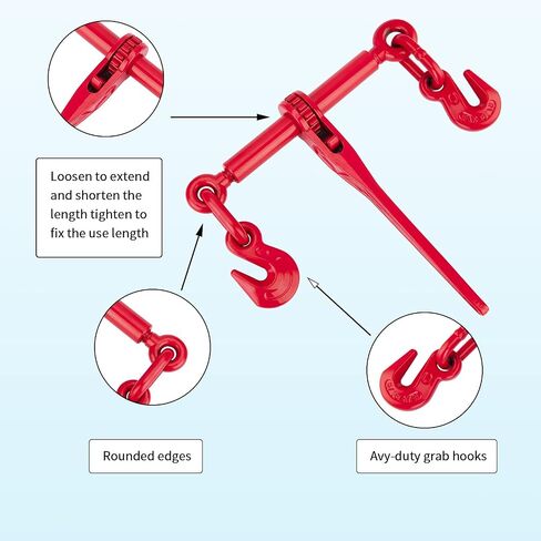Chain and Binder Kit 5/16" - 1/4" Chain Binder Load Binder with WLL 2,600lbs G70 1/4" × 12' Transport Chain with 3,150lbs Safe Work Load for Truck Flatbed Trailer Tie Down Hauling Logging in Saudi Arabia