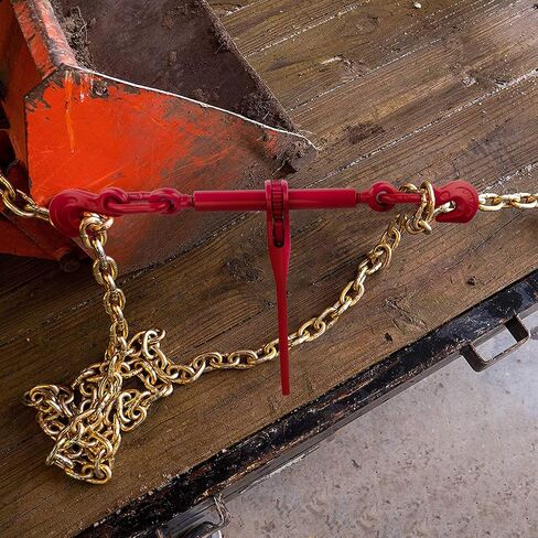 Chain and Binder Kit 5/16" - 1/4" Chain Binder Load Binder with WLL 2,600lbs G70 1/4" × 12' Transport Chain with 3,150lbs Safe Work Load for Truck Flatbed Trailer Tie Down Hauling Logging in Saudi Arabia