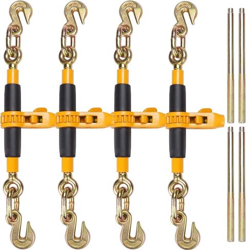VEVOR 3/8-1/2 Ratchet Chain Binder 12000 lbs G80 Hook Detachable Anti-Skid Handle Heavy Duty Load Binder, Tie Down Hauling Chain Binders for Flatbed Truck Trailer, Black & Yellow in Saudi Arabia