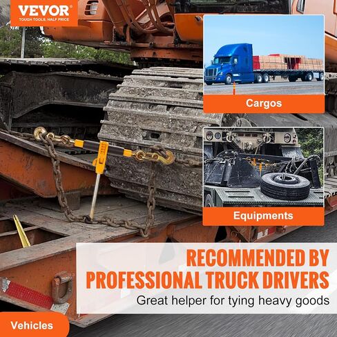 VEVOR 3/8-1/2 Ratchet Chain Binder 12000 lbs G80 Hook Detachable Anti-Skid Handle Heavy Duty Load Binder, Tie Down Hauling Chain Binders for Flatbed Truck Trailer, Black & Yellow in Saudi Arabia