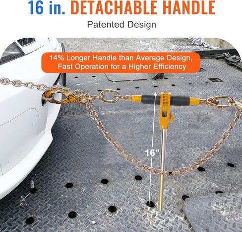 VEVOR 3/8-1/2 Ratchet Chain Binder 12000 lbs G80 Hook Detachable Anti-Skid Handle Heavy Duty Load Binder, Tie Down Hauling Chain Binders for Flatbed Truck Trailer, Black & Yellow in Saudi Arabia