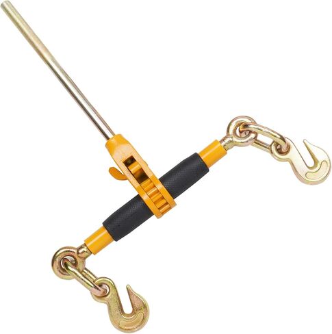 VEVOR 3/8-1/2 Ratchet Chain Binder 12000 lbs G80 Hook Detachable Anti-Skid Handle Heavy Duty Load Binder, Tie Down Hauling Chain Binders for Flatbed Truck Trailer, Black & Yellow in Kuwait