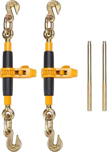 VEVOR 3/8-1/2 Ratchet Chain Binder 12000 lbs G80 Hook Detachable Anti-Skid Handle Heavy Duty Load Binder, Tie Down Hauling Chain Binders for Flatbed Truck Trailer, Black & Yellow in Kuwait