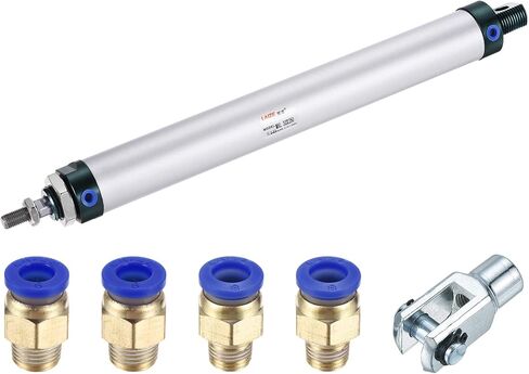 MECCANIXITY Pneumatic Air Cylinder Double Action MAL25X75 25mm Bore 75mm Stroke with Y Connector and 4Pcs Quick Fitting Set in Kuwait
