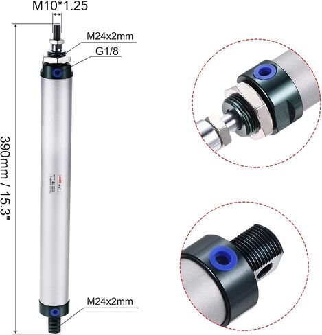 MECCANIXITY Pneumatic Air Cylinder Double Action MAL25X75 25mm Bore 75mm Stroke with Y Connector and 4Pcs Quick Fitting Set in Kuwait