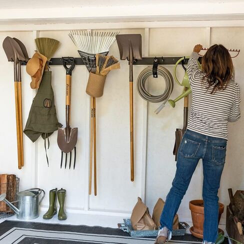 خطاف تثبيت على الحائط لأدوات حديقة المرآب من StoreYourBoard، تنظيم المرآب وتخزينه، رف أدوات ساحة المجرفة والمجرفة، فولاذ صناعي يحمل 50 رطلاً in Kuwait