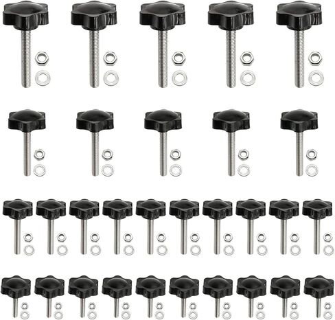 هامينلير مجموعة من 30 مجموعة من مقابض معدنية سداسية الشكل من الستانلس ستيل مع صواميل ومجموعة متنوعة من الغسالة المسطحة سهلة الازالة مع صواميل وحلقات مسطحة من 30 قطعة in Kuwait