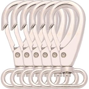 BIKICOCO 1'' Swivel Bolt Snap Hook Lobster Claw Clasp Trigger Spring Loaded Clip, Oval-Ring Ended, Black - Pack of 6
