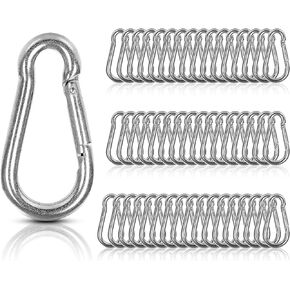 50 PCS Spring Snap Carabiner, Small Carabiner Clip, M5 x 2 Inch Snap Hooks Heavy Duty Carabiner Clips Bulk Hook Keychain for Outdoor Camping, Hiking, Traveling, Backpack, Keychain, Dog Leash in Kuwait