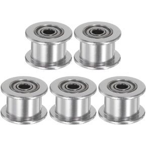 5pcs 2GT Idler Pulley 5mm Bore 18mm Dia. Aluminum Timing Belt Toothless for 6mm Width Belt 3D Printer CNC Machine Accessories, Black