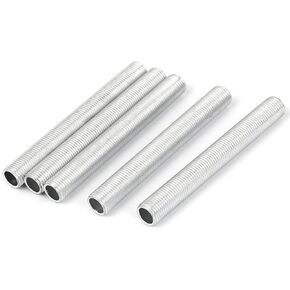 uxcell Lamp Pipe Nipple, M10 Thread 80mm Length Hollow Lamps Repair Part Hardware for Lamp Lights, Zinc Alloy Silver Tone, Pack of 5 in Kuwait