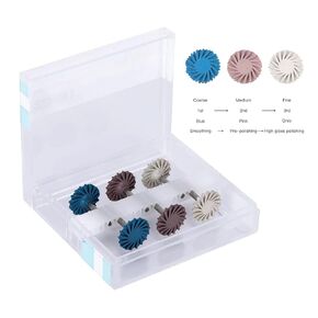 طقم أقراص من الراتنج المطاطي المطاطي لتلميع الأسنان عجلة حلزونية مرنة لتلميع الماس نظام RA قرص عدة عرقوب قطر 2.35 مم 6 قطع لكل صندوق in Kuwait