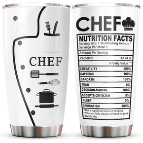Chef Gifts for Men Women Tumbler, Gifts for Chefs, Cooking Lovers Gift Ideas, Baking Gifts for Women, Chef Birthday Gift, Culinary Gifts for Women Coffee Tumbler 20 oz