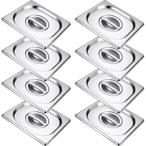 8 Pack Steam Table Pan Lids Solid Hotel Pan Covers Bulk 304 Stainless Steel Roasting Food Tray Lids with Handle for Restaurant Buffet Catering (12.8 x 10.4 Inch, 1/2 Size) in Kuwait