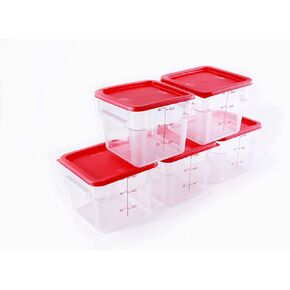 حاويات تخزين طعام مربعة من الدرجة التجارية سي إم آي بسعة 6 لتر مع أغطية، بولي كربونات، شفافة - عبوة من 5 قطع in Kuwait