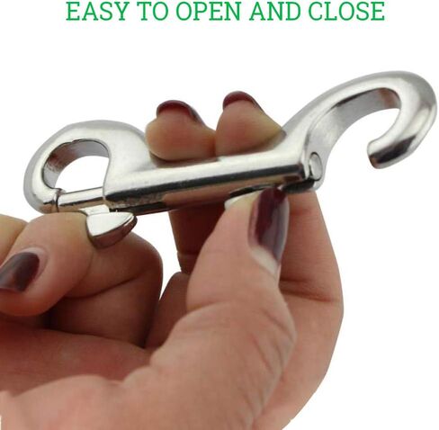 بولارهاوك خطافات كبس مزدوجة الاطراف من الستانلس ستيل، مشابك زناد شديدة التحمل لدلو المياه/ سلسلة الكلاب/دلو تغذية الحيوانات الاليفة/ارجوحة الحيوانات الاليفة والمزيد، عبوة من 6 قطع (3.5 انش، فضي) in Kuwait